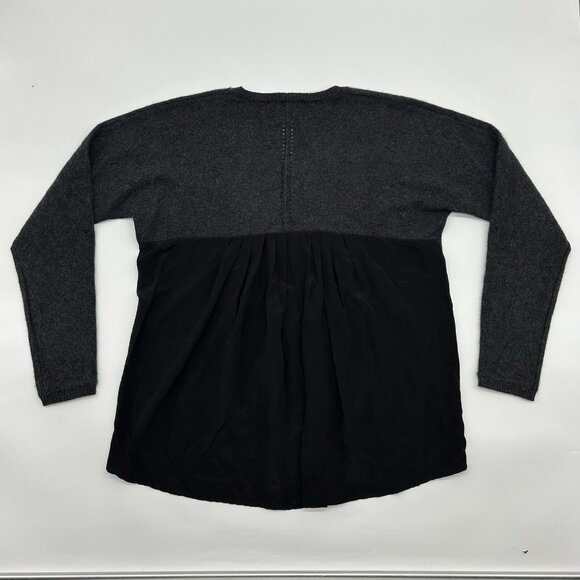 Quinn Women's Size Medium Gray & Black Cashmere Silk Crewneck Pullover Sweater - Picture 6 of 9